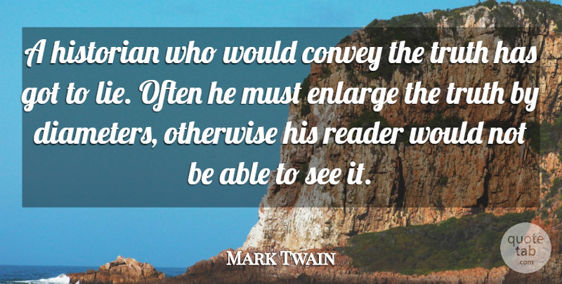 Mark Twain Quote About Lying, Able, Historian: A Historian Who Would Convey...
