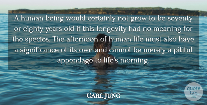 Carl Jung Quote About Afternoon, Cannot, Certainly, Eighty, Grow: A Human Being Would Certainly...