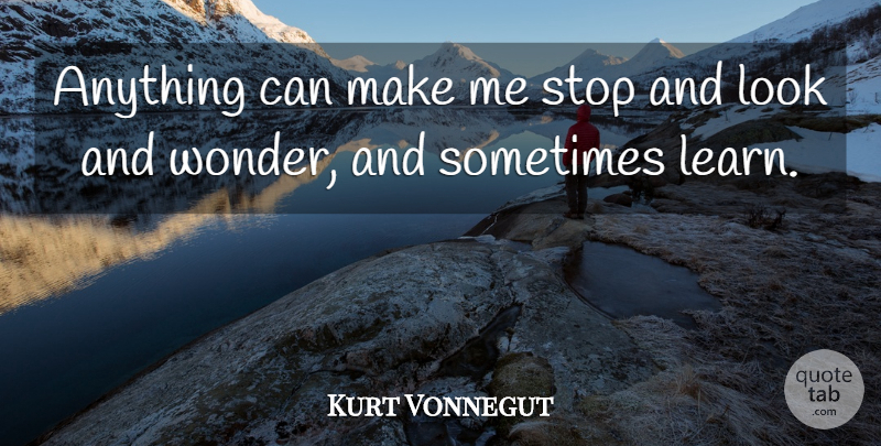 Kurt Vonnegut Quote About Looks, Sometimes, Wonder: Anything Can Make Me Stop...