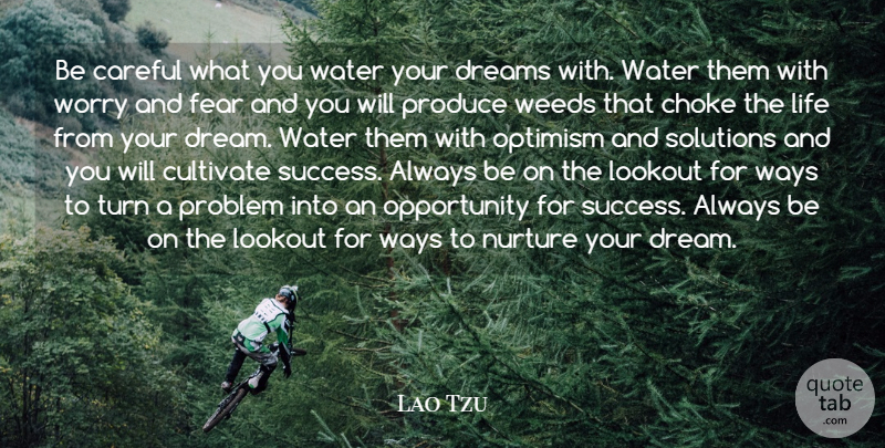 Lao Tzu Quote About Careful, Choke, Cultivate, Dreams, Fear: Be Careful What You Water...