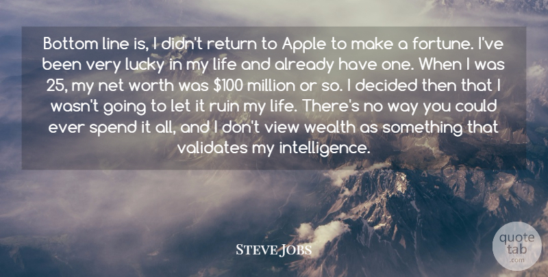 Steve Jobs Quote About Inspirational, Money, Views: Bottom Line Is I Didnt...