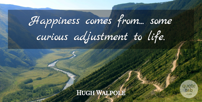 Hugh Walpole Quote About Happiness, Curious, Life Happiness: Happiness Comes From Some Curious...