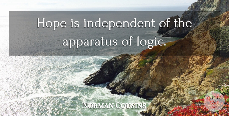 Norman Cousins Quote About Hope, Independent, Literature: Hope Is Independent Of The...