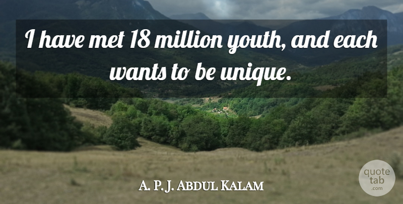 A. P. J. Abdul Kalam Quote About Million, Wants: I Have Met 18 Million...
