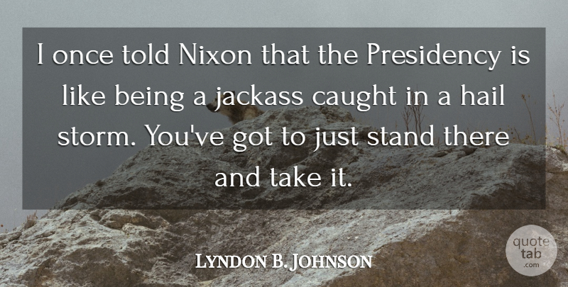 Lyndon B. Johnson Quote About Storm, Hail, Caught: I Once Told Nixon That...