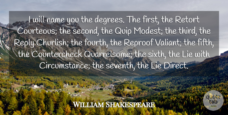 William Shakespeare Quote About Argument, Lie, Name, Reply: I Will Name You The...