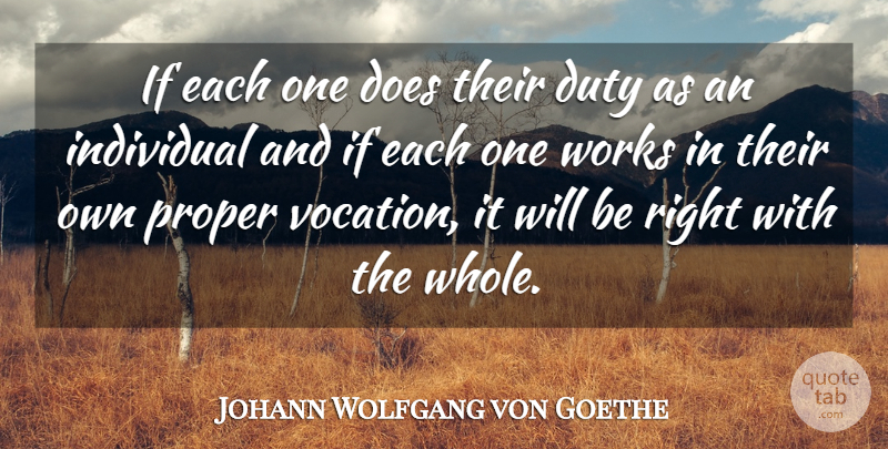 Johann Wolfgang von Goethe Quote About Doe, Management, Individual: If Each One Does Their...