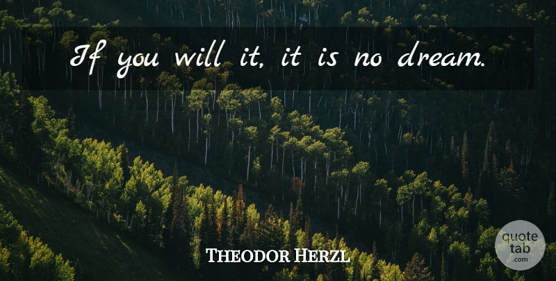 Theodor Herzl Quote About Dream, Human Nature, Ifs: If You Will It It...