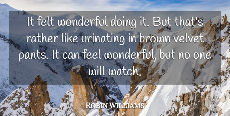 Robin Williams Quote About Brown, Felt, Rather, Velvet, Wonderful: It Felt Wonderful Doing It...
