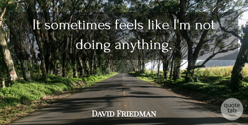 David Friedman Quote About Feels: It Sometimes Feels Like Im...