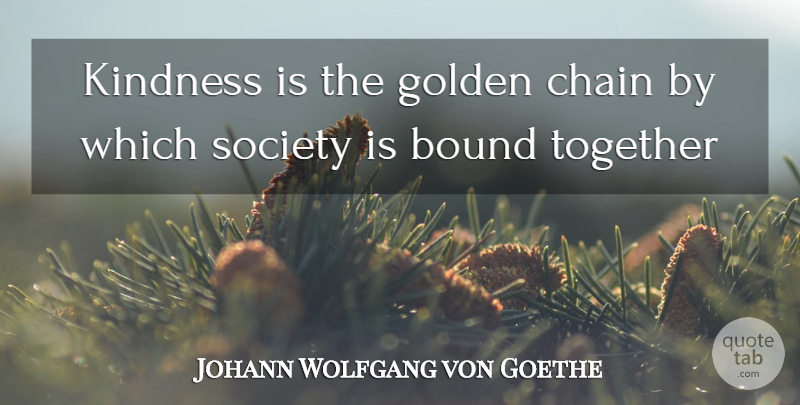 Johann Wolfgang von Goethe Quote About Bound, Chain, Golden, Kindness, Society: Kindness Is The Golden Chain...