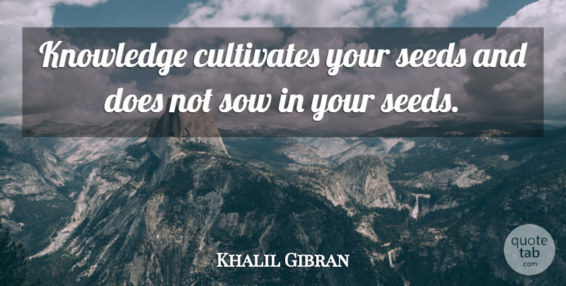 Khalil Gibran Quote About Sowing, Doe, Sowing Seeds: Knowledge Cultivates Your Seeds And...