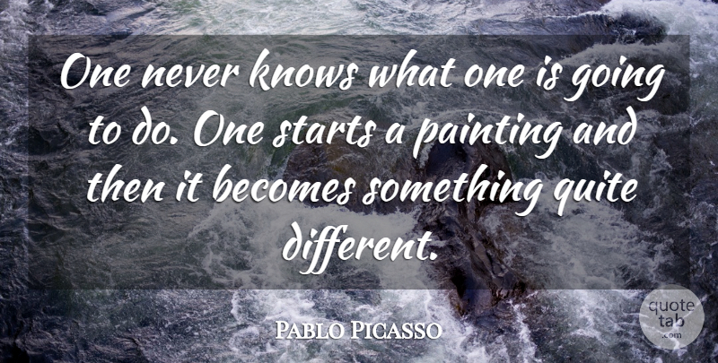 Pablo Picasso Quote About Becomes, Knows, Painting, Quite, Starts: One Never Knows What One...