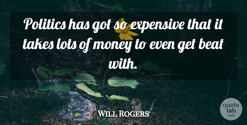 Will Rogers Quote About Beat, Expensive, Lots, Money, Politics: Politics Has Got So Expensive...