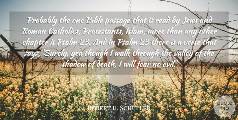 Robert H. Schuller Quote About Bible, Chapter, Death, Fear, Jews: Probably The One Bible Passage...