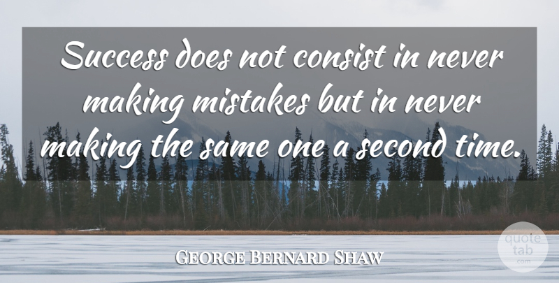 George Bernard Shaw Quote About Inspirational, Success, Time: Success Does Not Consist In...