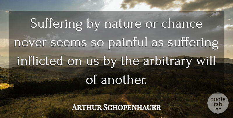 Arthur Schopenhauer Quote About Depression, Pain, World Suffering: Suffering By Nature Or Chance...
