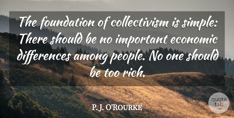 P. J. O'Rourke Quote About Among, Economic: The Foundation Of Collectivism Is...