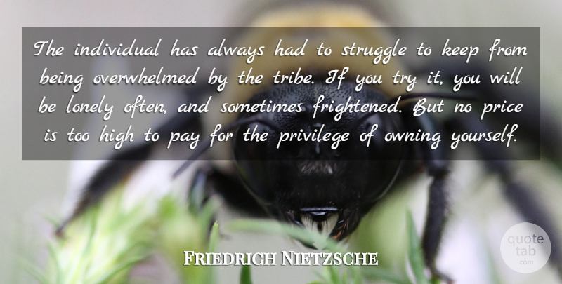Friedrich Nietzsche Quote About Life, Bullying, Being Yourself: The Individual Has Always Had...