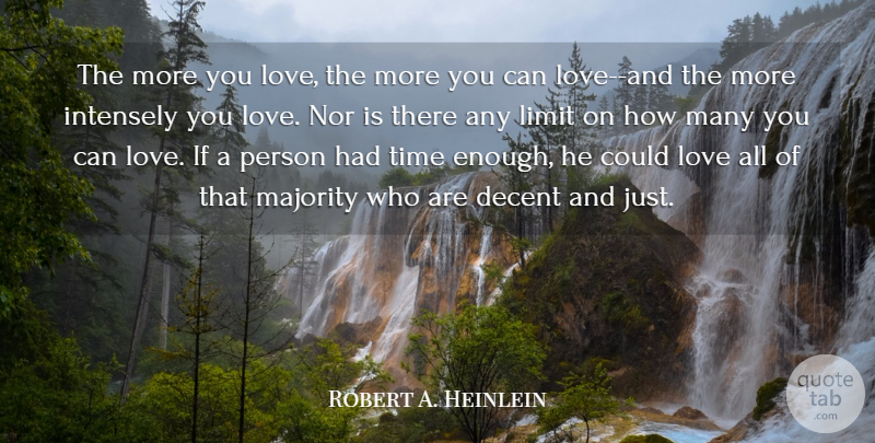 Robert A. Heinlein Quote About Love, Justice, Limits: The More You Love The...