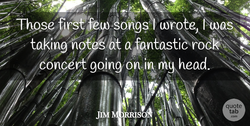 Jim Morrison Quote About Concert, Fantastic, Few, Notes, Rock: Those First Few Songs I...