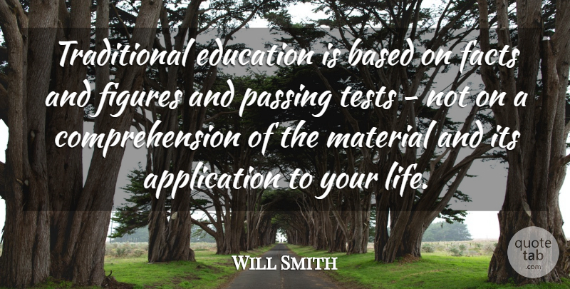 Will Smith Quote About Based, Education, Figures, Life, Material: Traditional Education Is Based On...