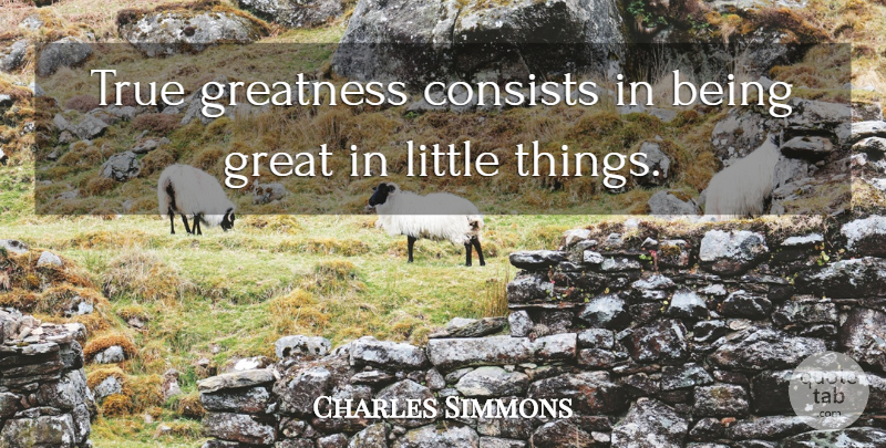Charles Simmons Quote About Greatness, Excellence, Littles: True Greatness Consists In Being...