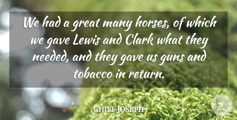Chief Joseph Quote About Horse, Gun, Return: We Had A Great Many...