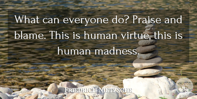 Friedrich Nietzsche Quote About Blame, Madness, Praise: What Can Everyone Do Praise...
