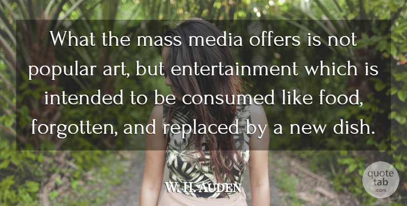 W. H. Auden Quote About Art, Media, Political: What The Mass Media Offers...