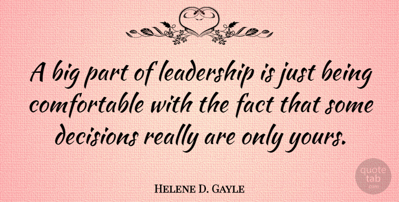 Helene D. Gayle Quote About Leadership: A Big Part Of Leadership...