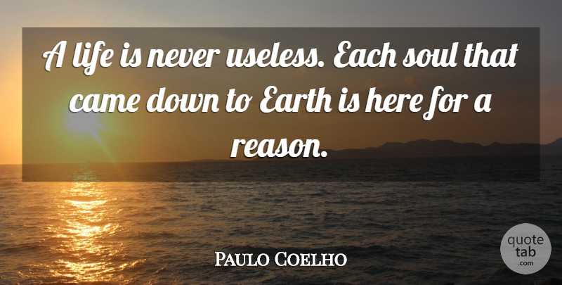 Paulo Coelho Quote About Soul, Useless, Earth: A Life Is Never Useless...
