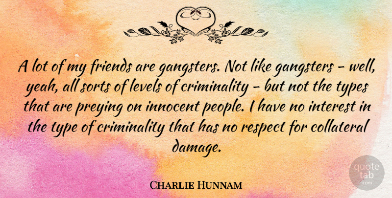 Charlie Hunnam Quote About People, Levels, Damage: A Lot Of My Friends...