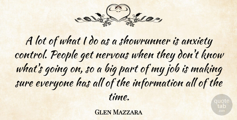 Glen Mazzara Quote About Jobs, People, Anxiety: A Lot Of What I...
