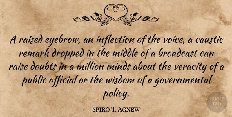 Spiro T. Agnew Quote About Eyebrows, Voice, Doubt: A Raised Eyebrow An Inflection...