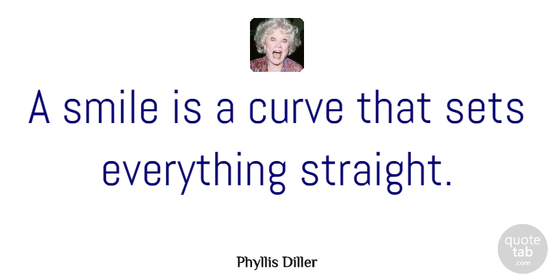 Phyllis Diller Quote About Happiness, Smile, Laughter: A Smile Is A Curve...