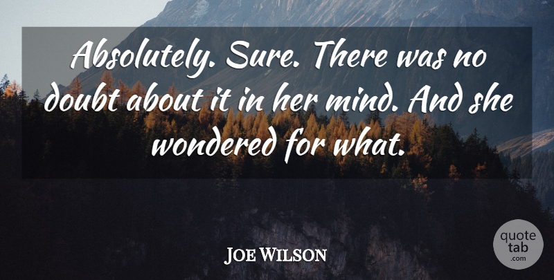 Joe Wilson Quote About Doubt, Wondered: Absolutely Sure There Was No...