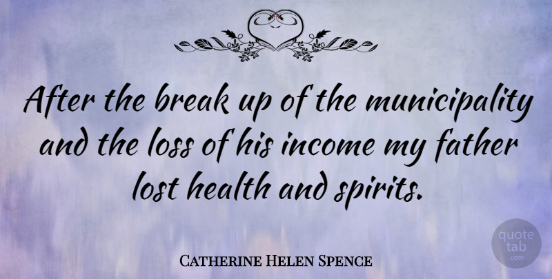 Catherine Helen Spence Quote About Breakup, Father, Loss: After The Break Up Of...