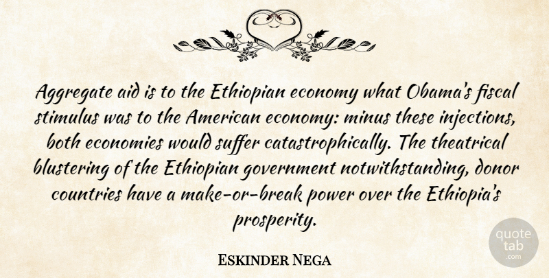 Eskinder Nega Quote About Aggregate, Aid, Both, Countries, Donor: Aggregate Aid Is To The...