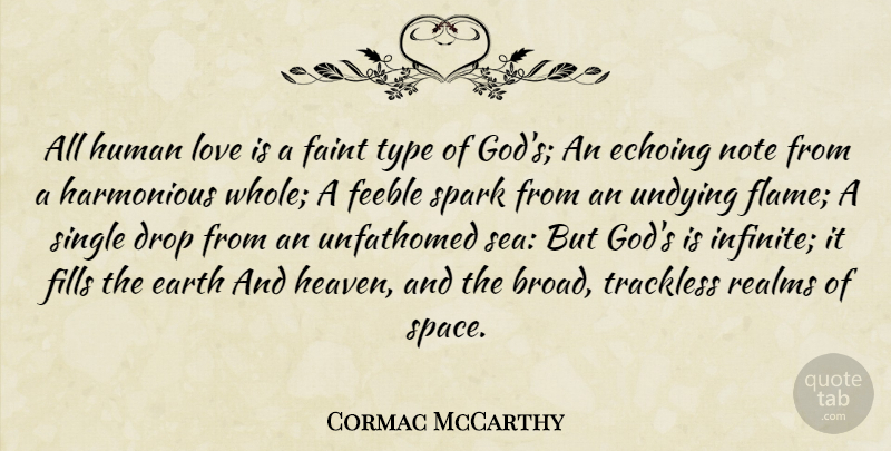 Cormac McCarthy Quote About Love, God, Flames: All Human Love Is A...