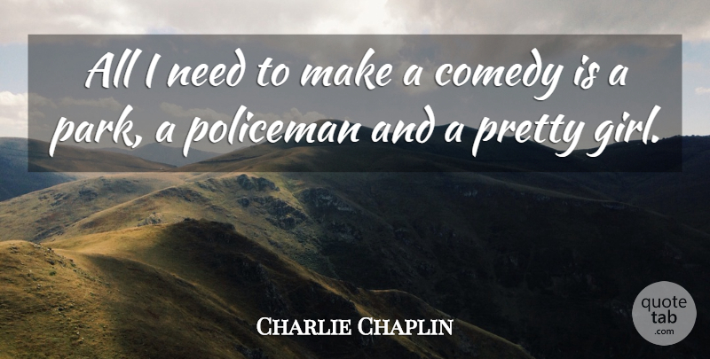 Charlie Chaplin Quote About Funny, Girl, Humor: All I Need To Make...