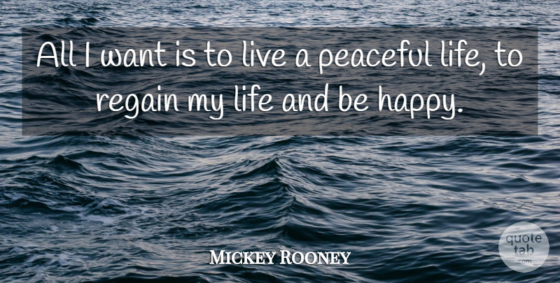 Mickey Rooney Quote About Life, Regain: All I Want Is To...