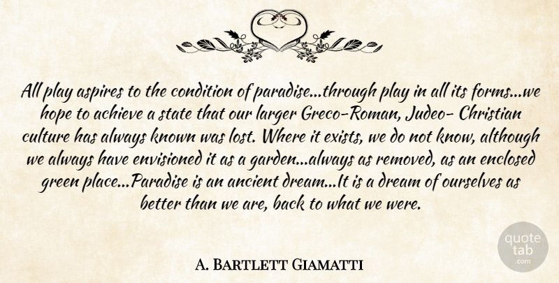 A. Bartlett Giamatti Quote About Christian, Baseball, Dream: All Play Aspires To The...