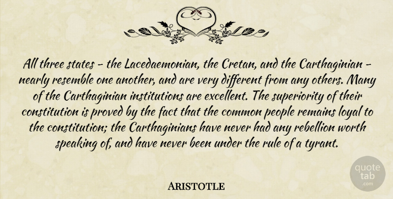 Aristotle Quote About Tyrants, People, Three: All Three States The Lacedaemonian...