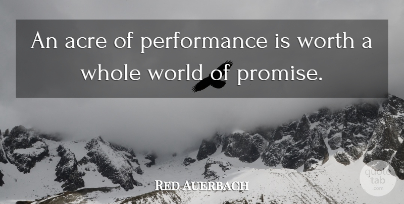 Red Auerbach Quote About Sports, Keeping Promises, World: An Acre Of Performance Is...