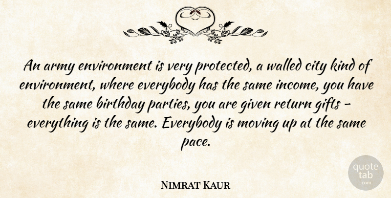Nimrat Kaur Quote About Army, Birthday, City, Environment, Everybody: An Army Environment Is Very...
