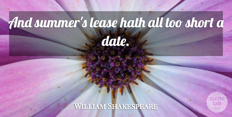 William Shakespeare Quote About Hath, Short: And Summers Lease Hath All...