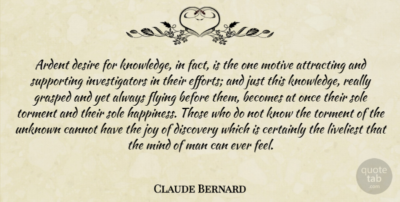 Claude Bernard Quote About Knowledge, Science, Men: Ardent Desire For Knowledge In...
