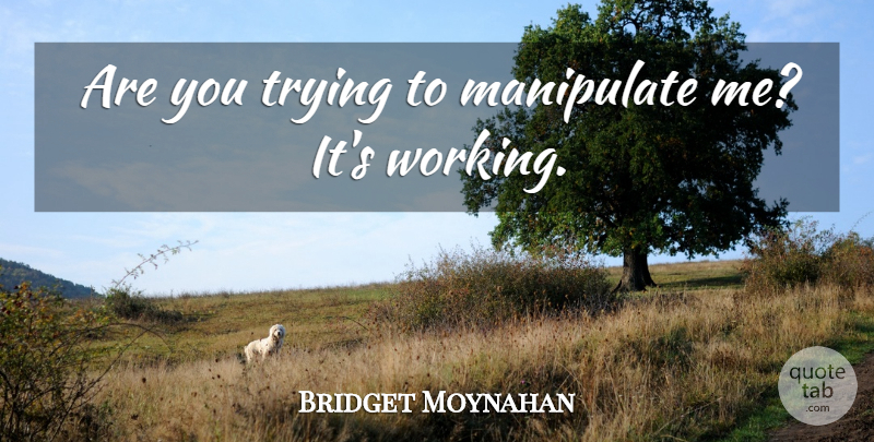Bridget Moynahan Quote About Trying, Manipulation, Working Man: Are You Trying To Manipulate...
