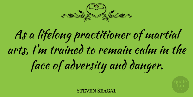 Steven Seagal Quote About Art, Adversity, Faces: As A Lifelong Practitioner Of...